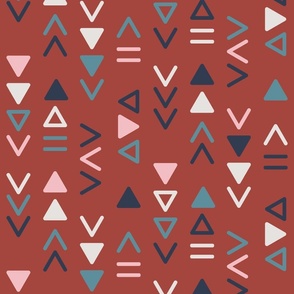 Aztec tribal arrows red pink navy blue