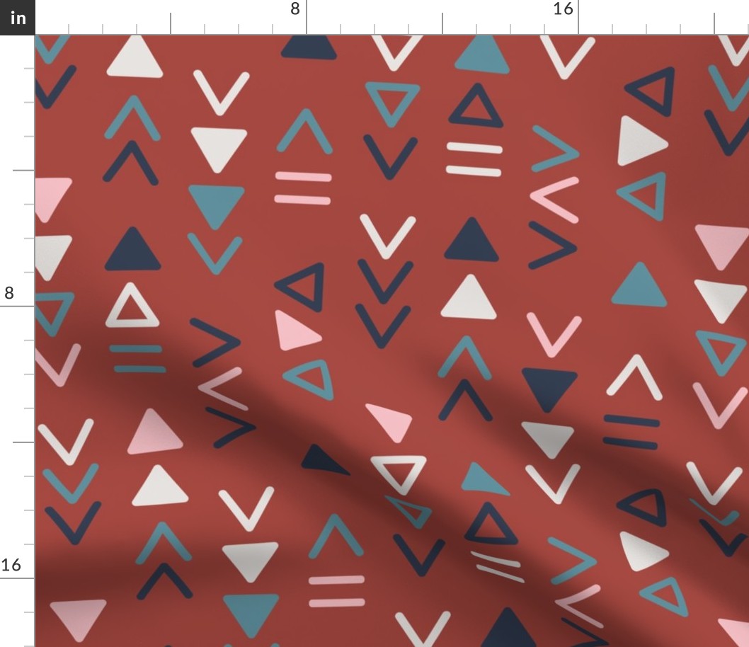 Aztec tribal arrows red pink navy blue