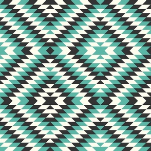 Large Aztec diamonds black mint green white