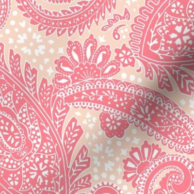 large Paisley Positivity red peach white