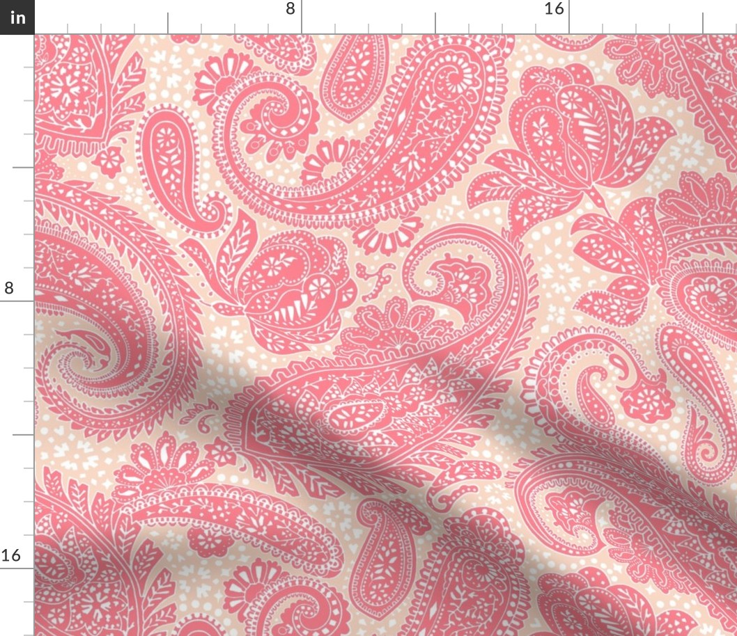 large Paisley Positivity red peach white