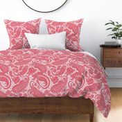 large Paisley Positivity white and scarlet red