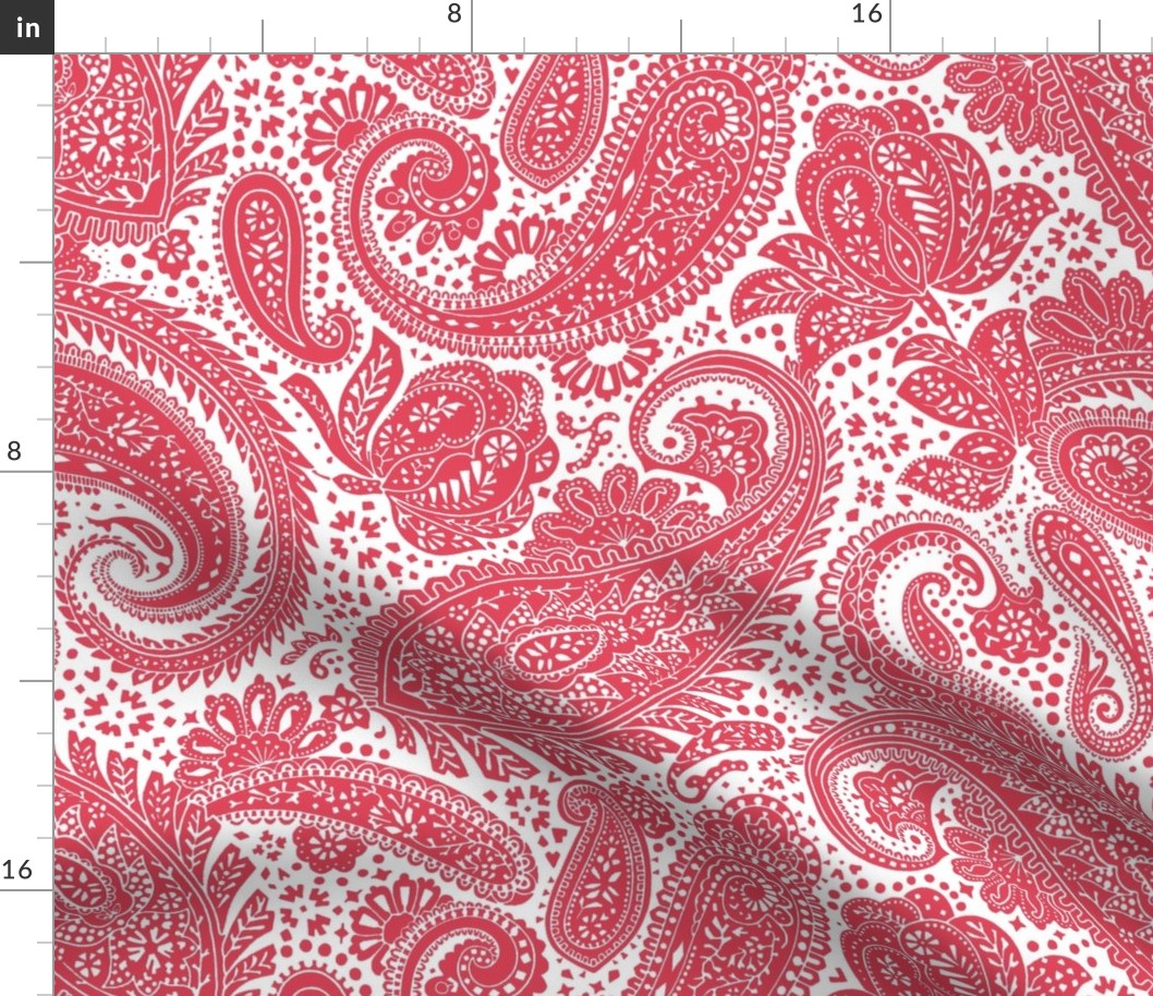 large Paisley Positivity white and scarlet red