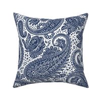 large Paisley Positivity white indigo