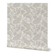 large Paisley Positivity - white and mushroom color