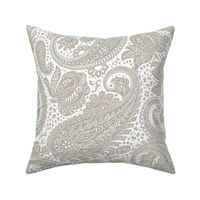 large Paisley Positivity - white and mushroom color