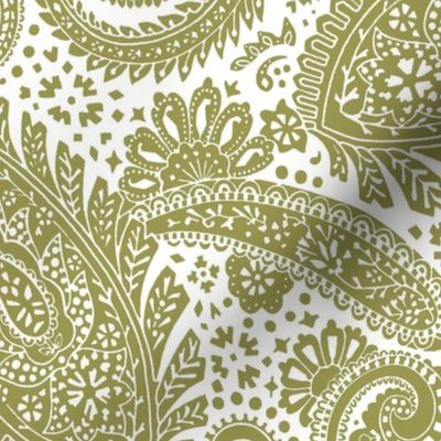 large Paisley Positivity white olive