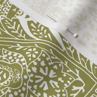 large Paisley Positivity white olive