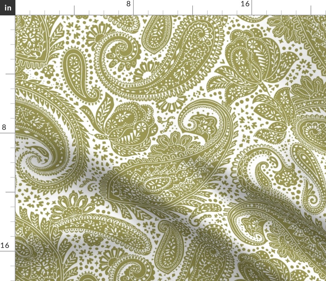 large Paisley Positivity white olive