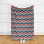 Ikat mod chevron red blue mid-century modern