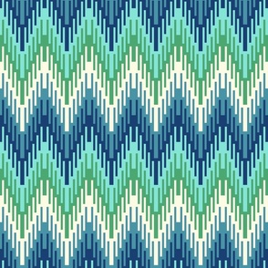 Ikat chevron costal nautical blue green MCM Wallpaper