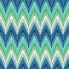 Ikat chevron costal nautical blue green