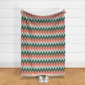 Chevron ikat bohemian red green black mid-century modern