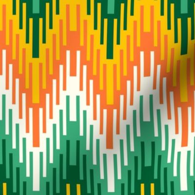 Ikat chevron boho green orange mid-century modern