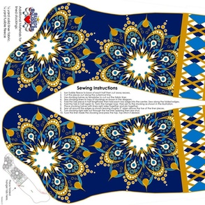 Christmas Stocking - Dark Blue with Gold and Light Blue