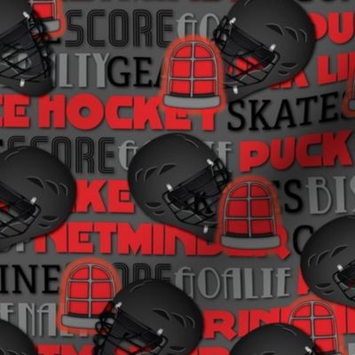 Hockey Helmet and Mask on Words