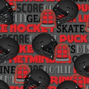 Hockey Helmet and Mask on Words