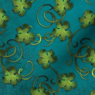 Leaves and Vines on Teal