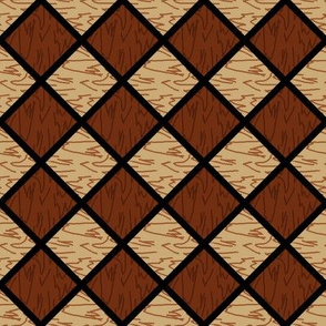 diagonal checker board brown tan wood grain A6