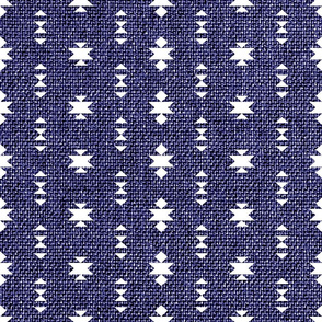 Boho geometric small Aztec navy blue texture white