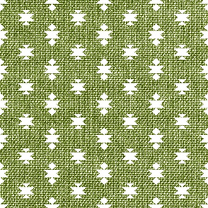 Boho geometric small Aztec moss green texture white
