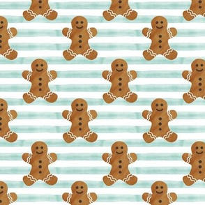 (1.75" scale) gingerbread man on dark mint stripes C20BS