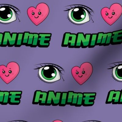 I Love Anime Green Purple 