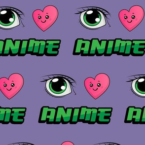 I Love Anime Green Purple 