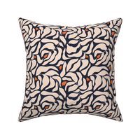 Matisse inspired botanical leaves shape on navy blue Small scale