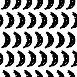 pattern bananas stylized silhouette, texture grunge crayons ink black on White background.  scandinavian design