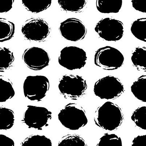 Classic vintage pattern polka dot circles, scandinavian style texture grunge paint ink. black White