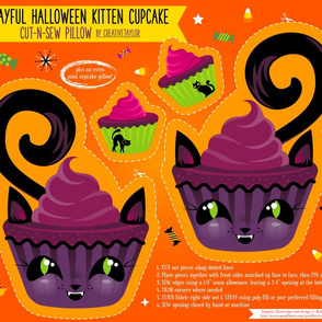 Cut N Sew Playful Halloween Kitten Cupcake