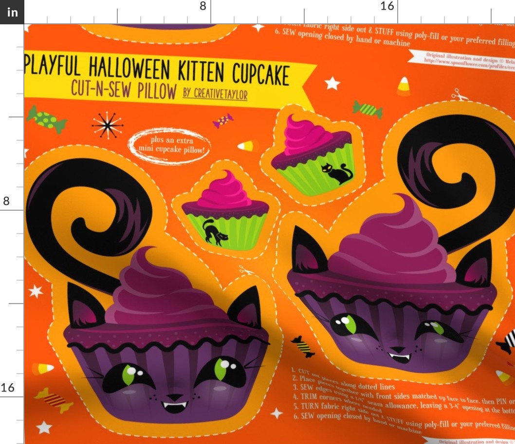 Cut N Sew Playful Halloween Kitten Cupcake