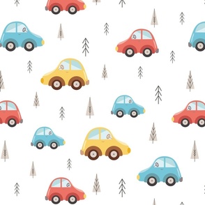 For kids Cute Cars. Little cars. Hand drawing, baby textile