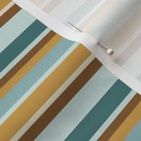 Shell Reef Stripes- Horizontal- Gold Honey Isabelline Teal Aqua Pale Turquoise- Regular Scale 
