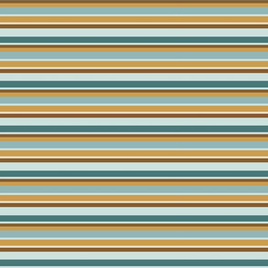 Shell Reef Stripes- Horizontal- Gold Honey Isabelline Teal Aqua Pale Turquoise- Regular Scale 