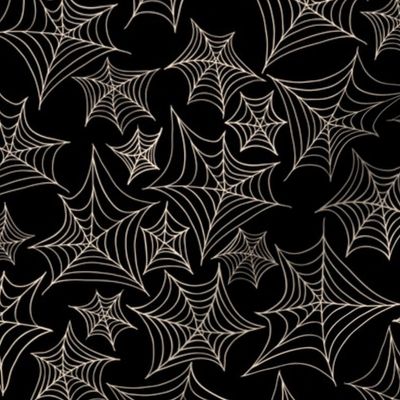 SpiderWeb on black. Haloween seamless vector pattern