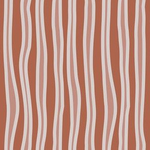 Vertical beige stripes vector seamless pattern on modern brown background. 