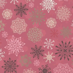 Christmas Snowflakes on Pink-Smaller