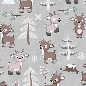 Baby Reindeers In Winter