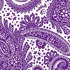 large Paisley Positivity white purple 