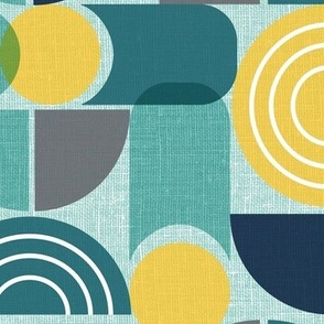 Trailway - Modern Geometric Textured Teal Blue Yellow Large Scale