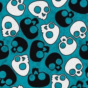 Grunge Skulls Turquoise