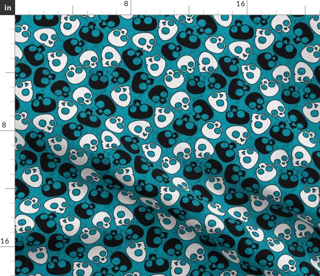 Grunge Skulls Turquoise