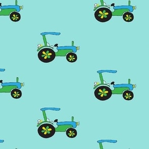 Green tractor print from Anines Atelier. For playroom walls and  boys room decor.