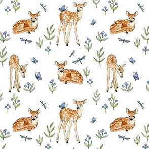 little fawn with blue flowers
