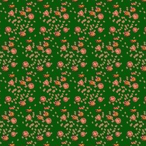 Circles of flowers matching fabric - green