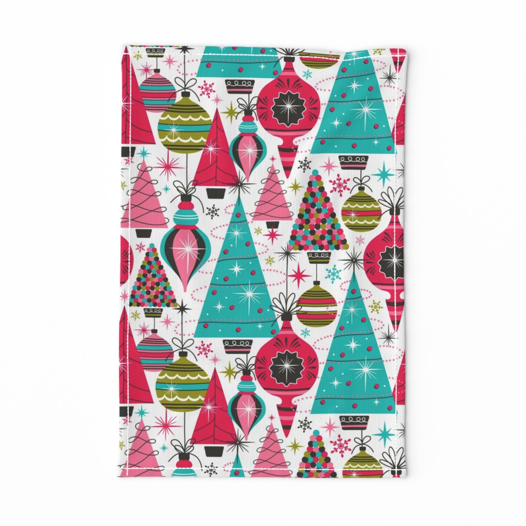 Deck The Halls - Maximalist Christmas White Retro Multi Large Scale