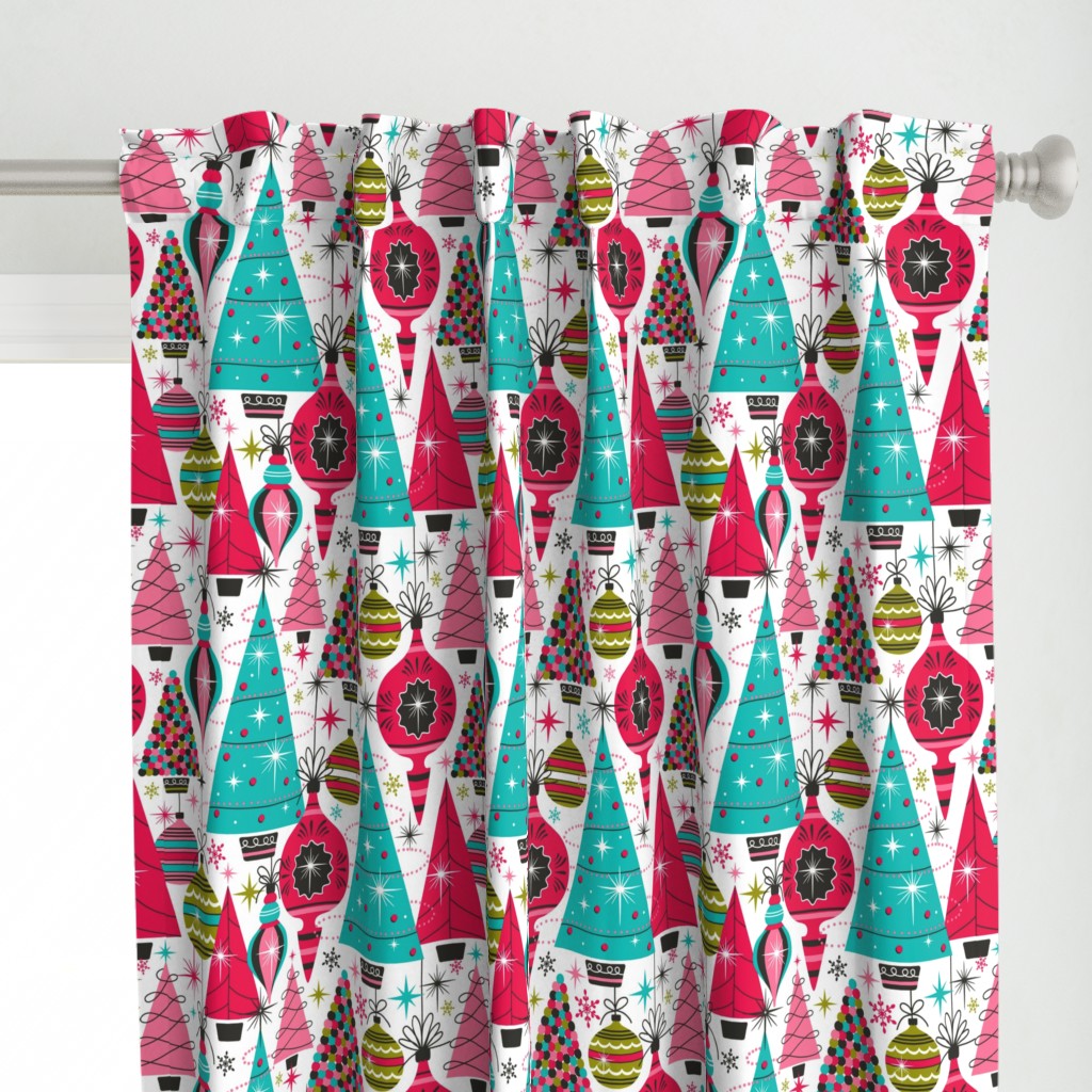 Deck The Halls - Maximalist Christmas White Retro Multi Large Scale