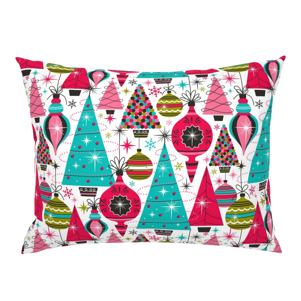 Deck The Halls - Maximalist Christmas White Retro Multi Large Scale